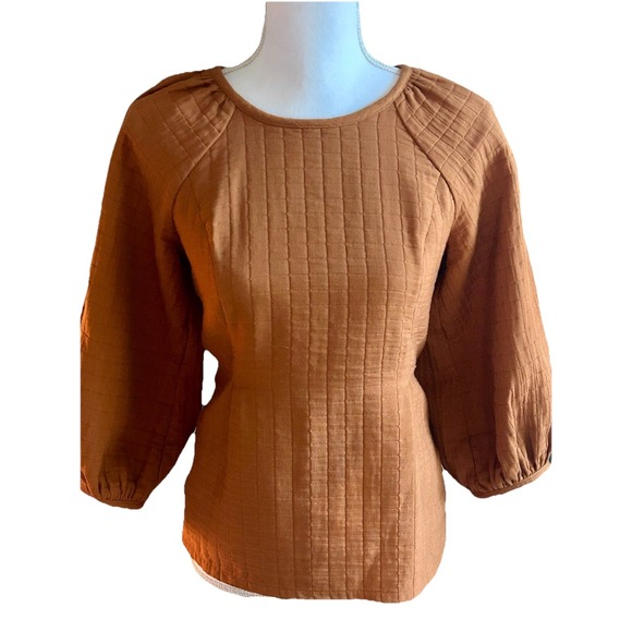 Levi's Tops - Levi's 3/4 Sleeve Quilted Tailored Cotton Terra Cotta Shirt Blouse Boho  X-Small